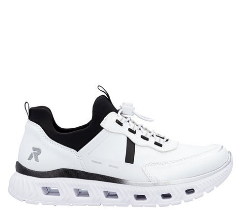 Pantofi sport, dama, RIEKER MEMOSOFT, M6062-80 alb, piele ecologica